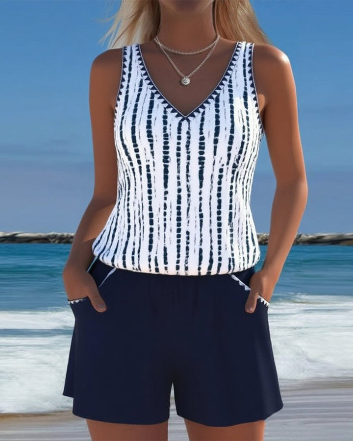 Serenity - Casual Swimsuit with Pocket and V-Neck