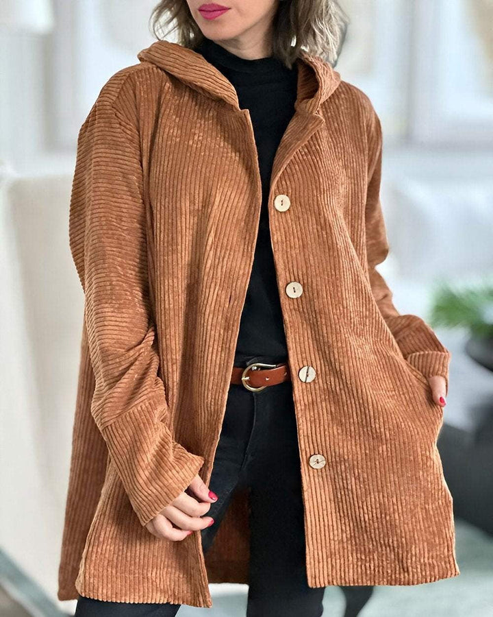 Abigail - Corduroy Hooded Cardigan