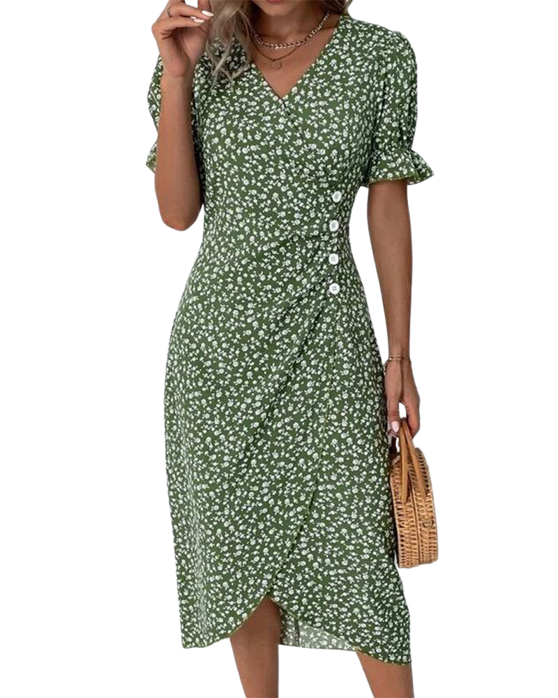 Meredith - Floral V-Neck Dress