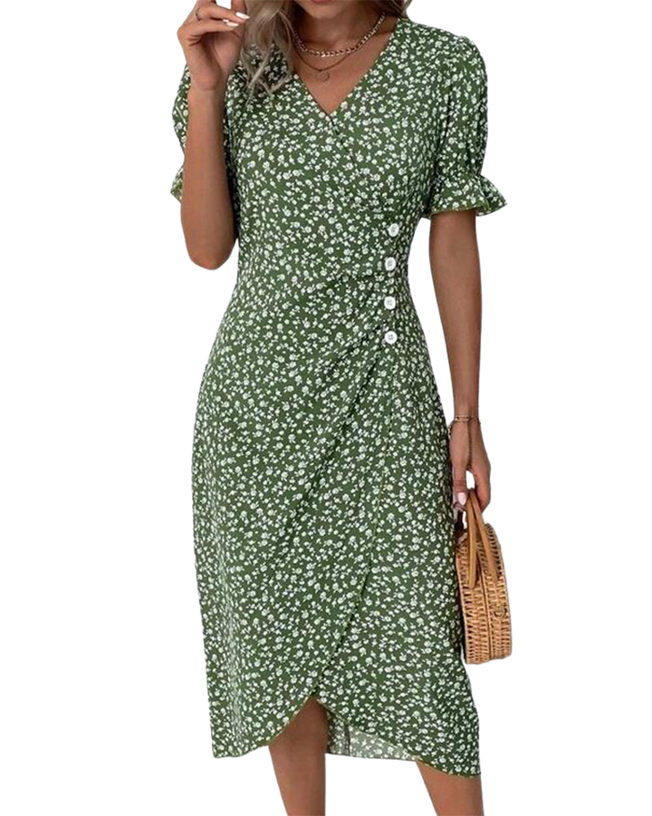 Meredith - Floral V-Neck Dress