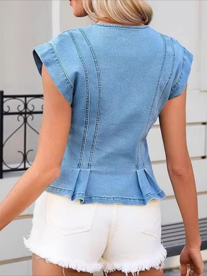 Willa - V-Neck Denim Top