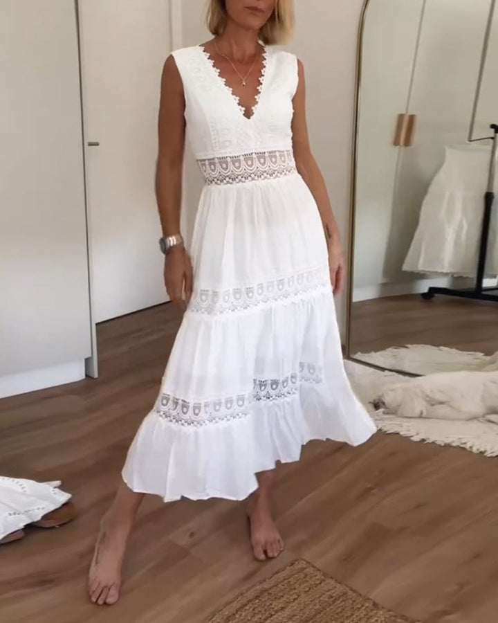 Juniper - Handcrafted Lace Dress with V-Neckline