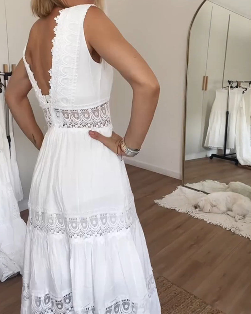 Juniper - Handcrafted Lace Dress with V-Neckline
