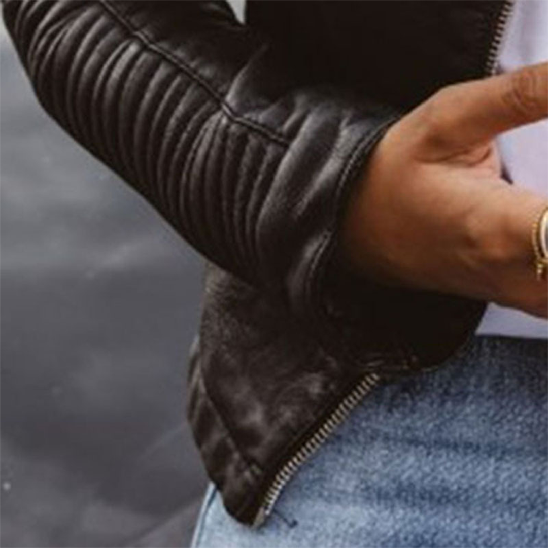 Lily - Timeless Structured Zip-Up Vegan Leather Jacket