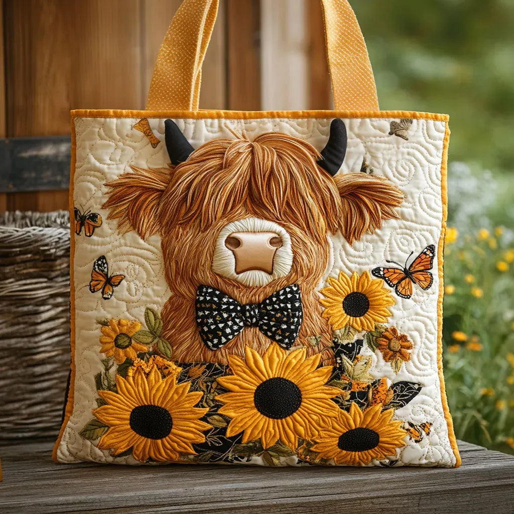 Handmade Melody - Highland Cow with Sunflowers