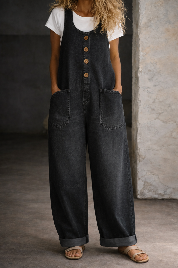 Mackenzie - Vintage Washed Cotton Denim Overalls