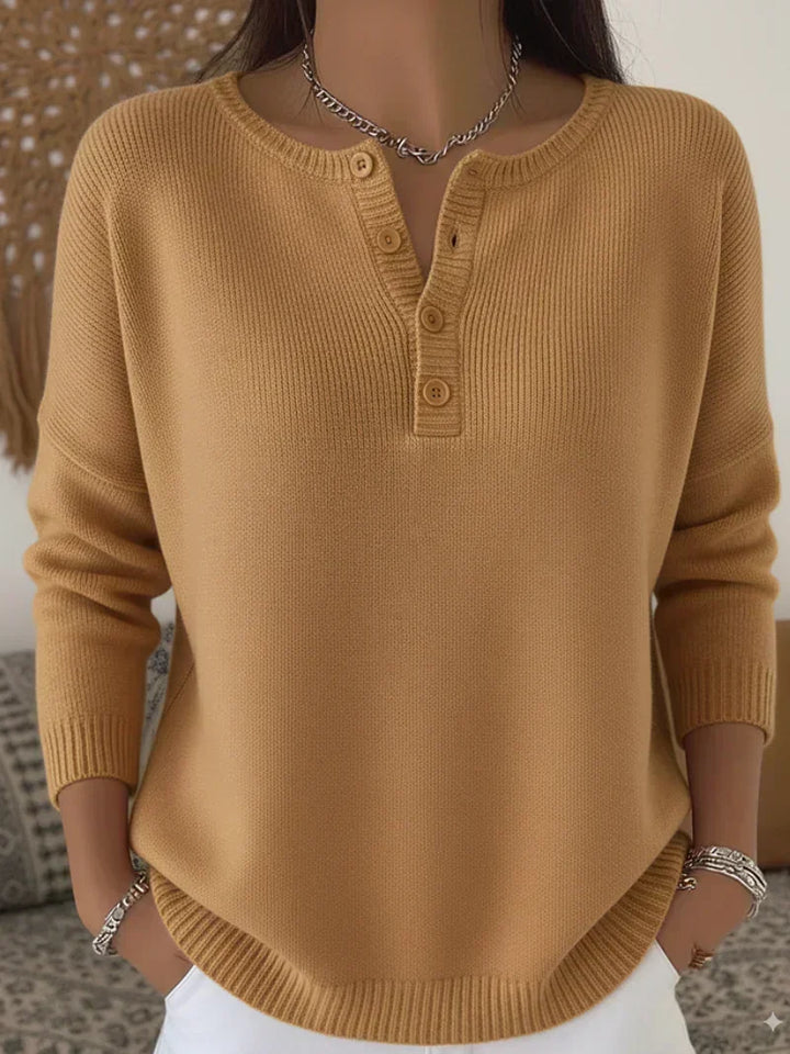 Carol | Henley Button Knit Sweater