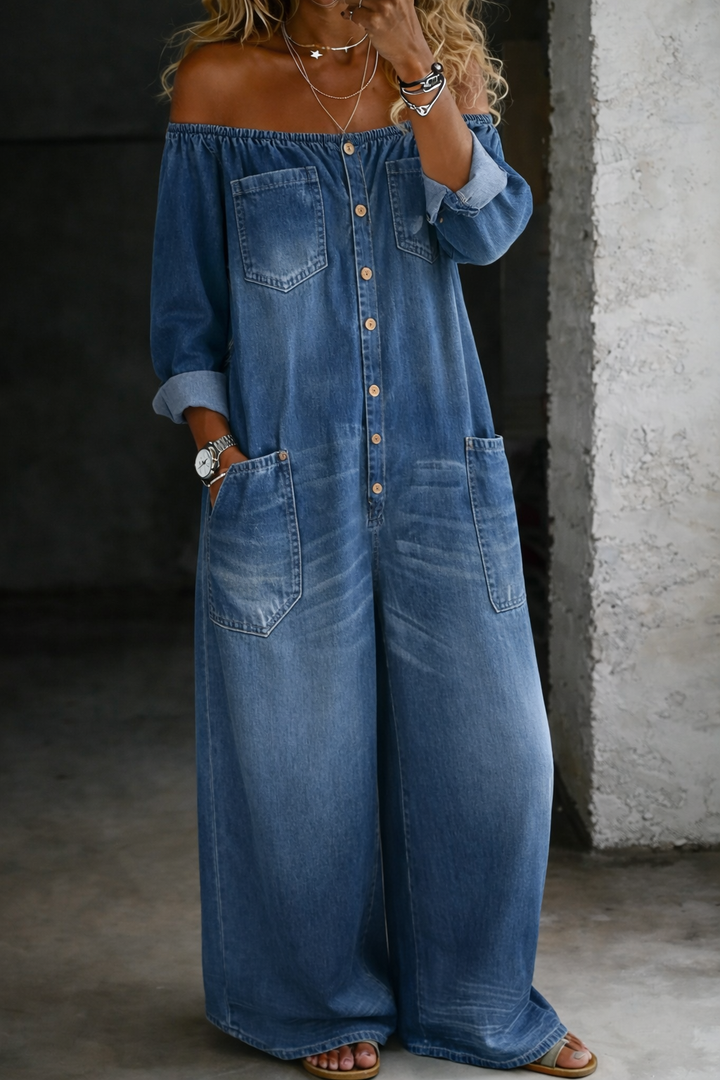 Chelsea - Long Sleeve Jumpsuit with Exposed Shoulders