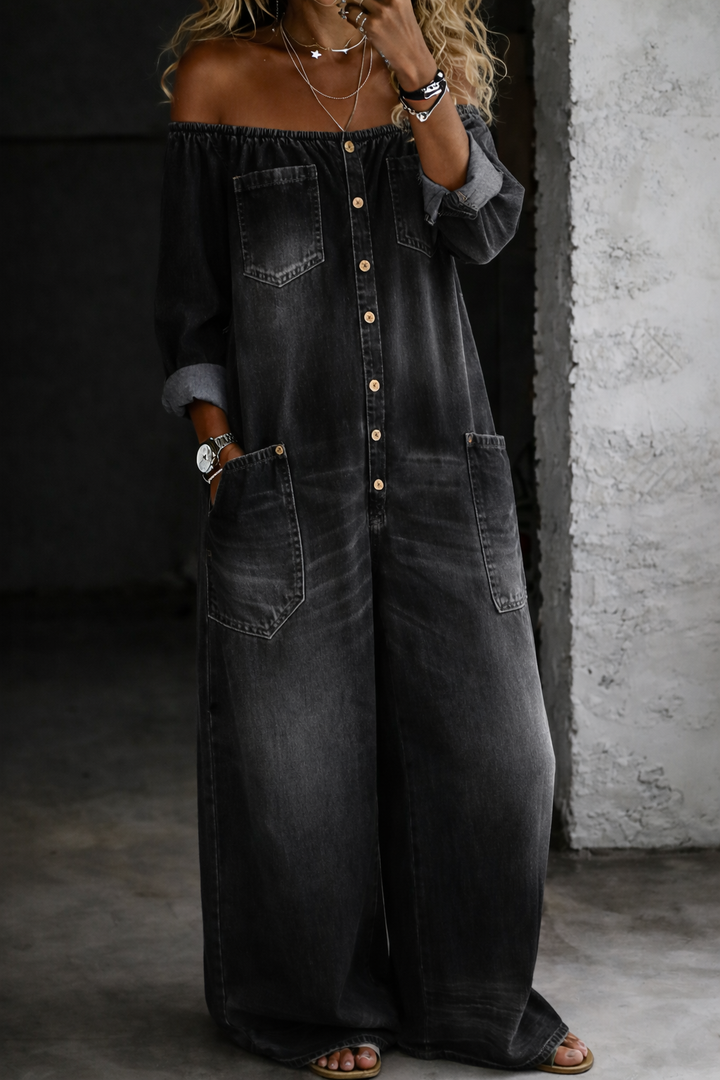 Chelsea - Long Sleeve Jumpsuit with Exposed Shoulders