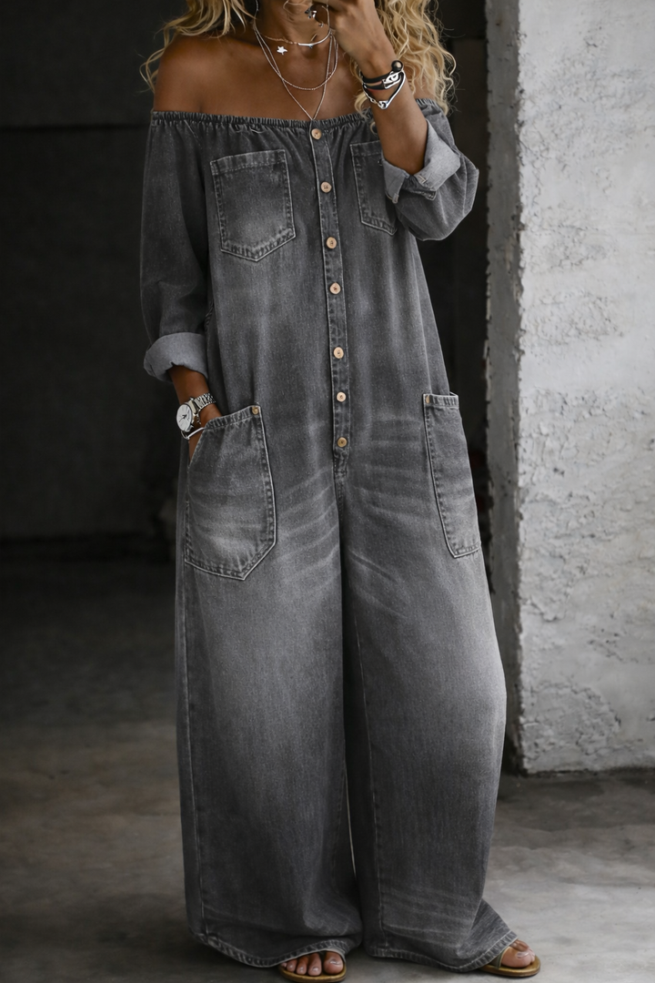 Chelsea - Long Sleeve Jumpsuit with Exposed Shoulders