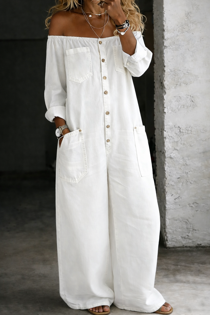 Chelsea - Long Sleeve Jumpsuit with Exposed Shoulders