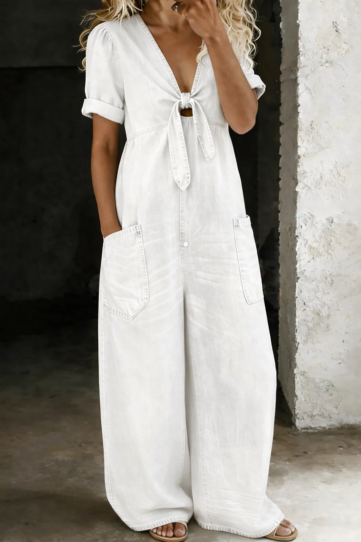 Sophie - Short Sleeve Jumpsuit with V-Neck