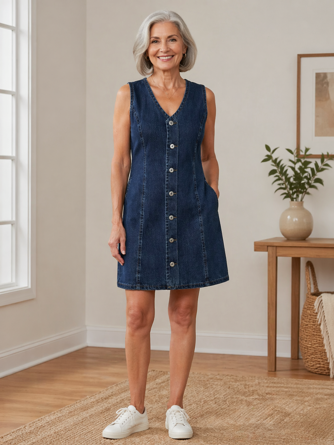 Rosalie - Casual Denim Overall Dress