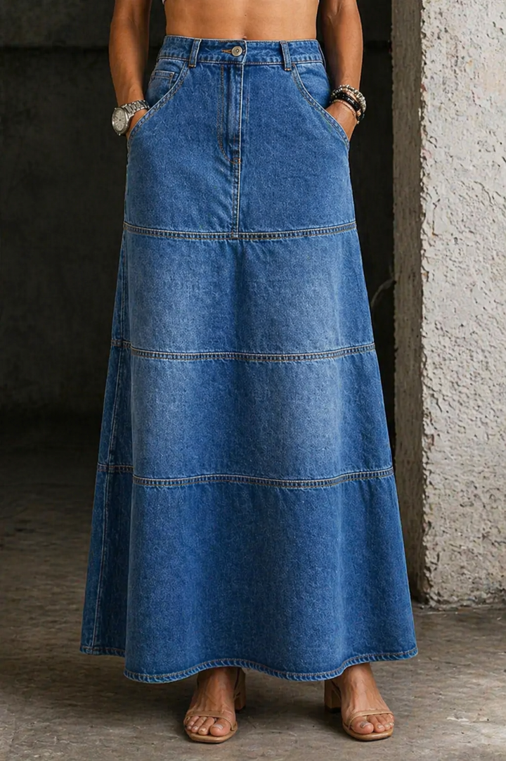 Tracy - Mid-Length Denim Skirt