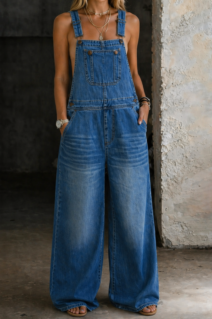 Liliana - Elastic Waist Denim Jumpsuit