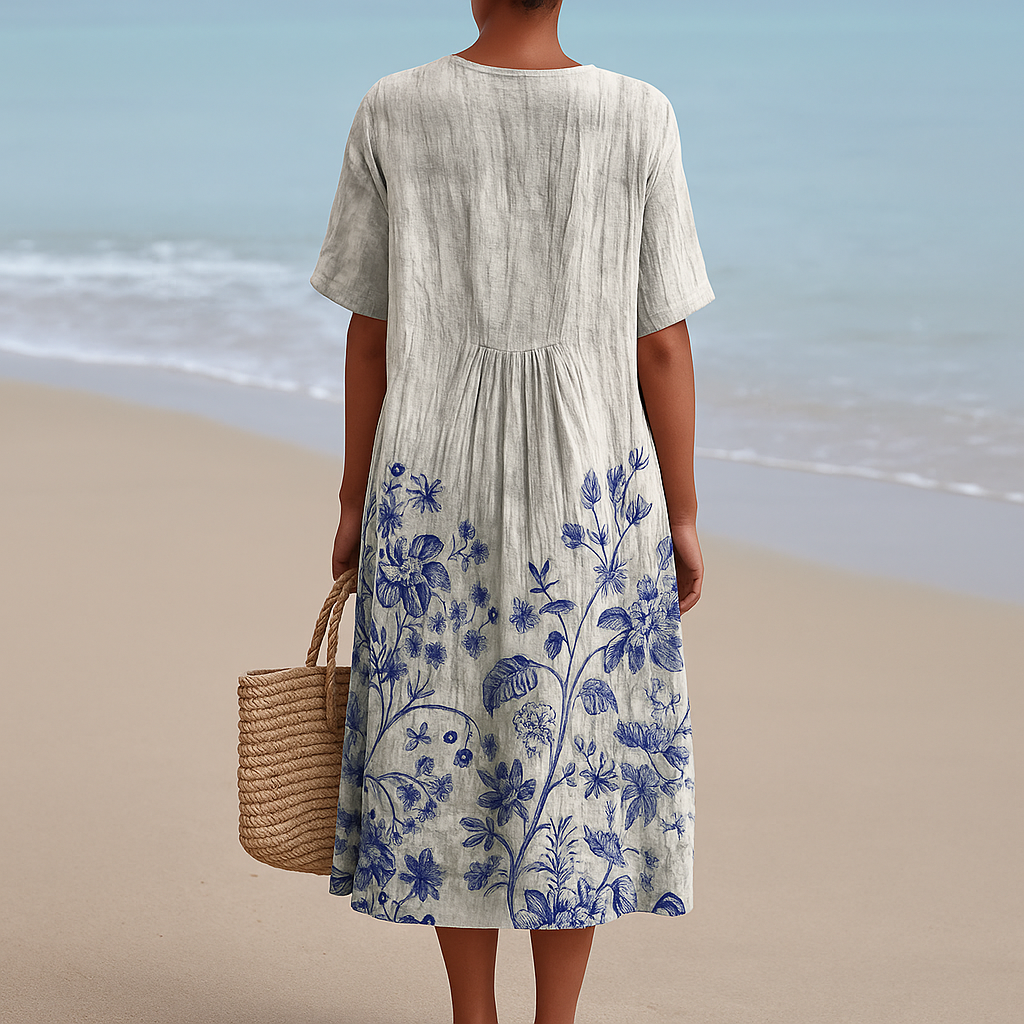 Jade - Dress with Porcelain Print