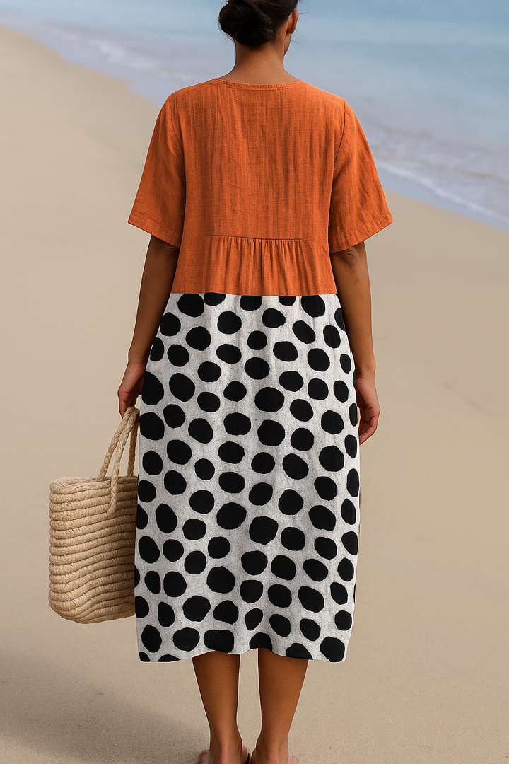 Summer - Orange Dress with Contrasting Dots
