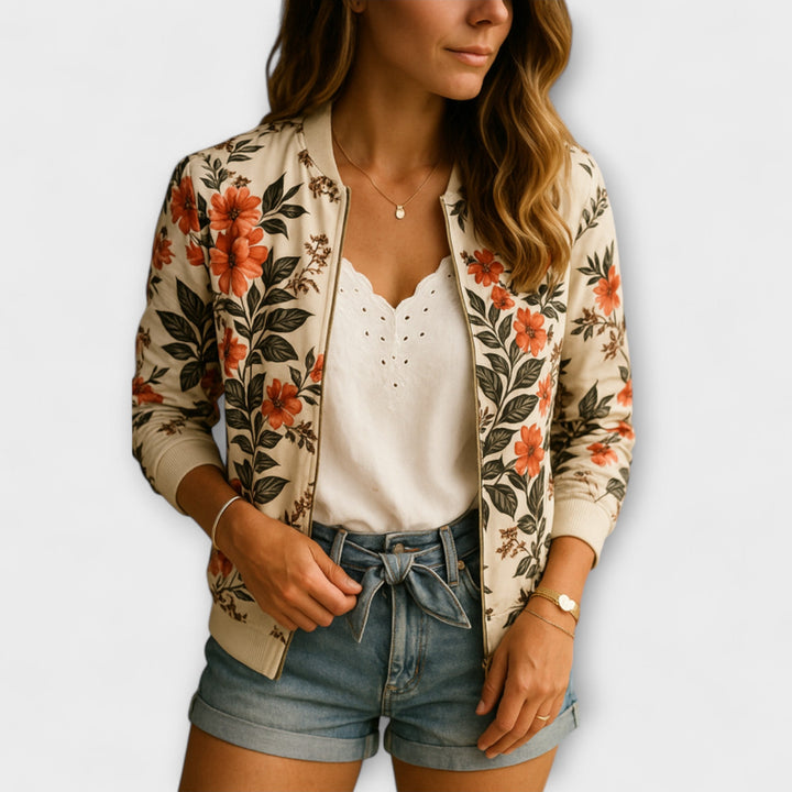 Andreia - Elegant Floral Bomber Jacket