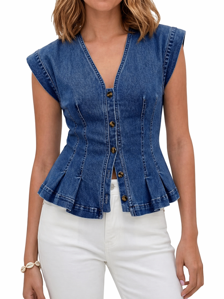 Willa - V-Neck Denim Top