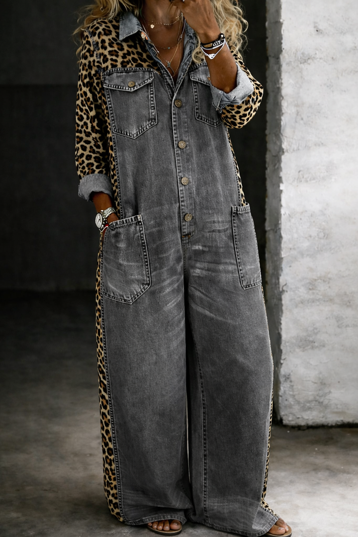 Mackenzie - One Piece Denim Shirt Jumpsuit