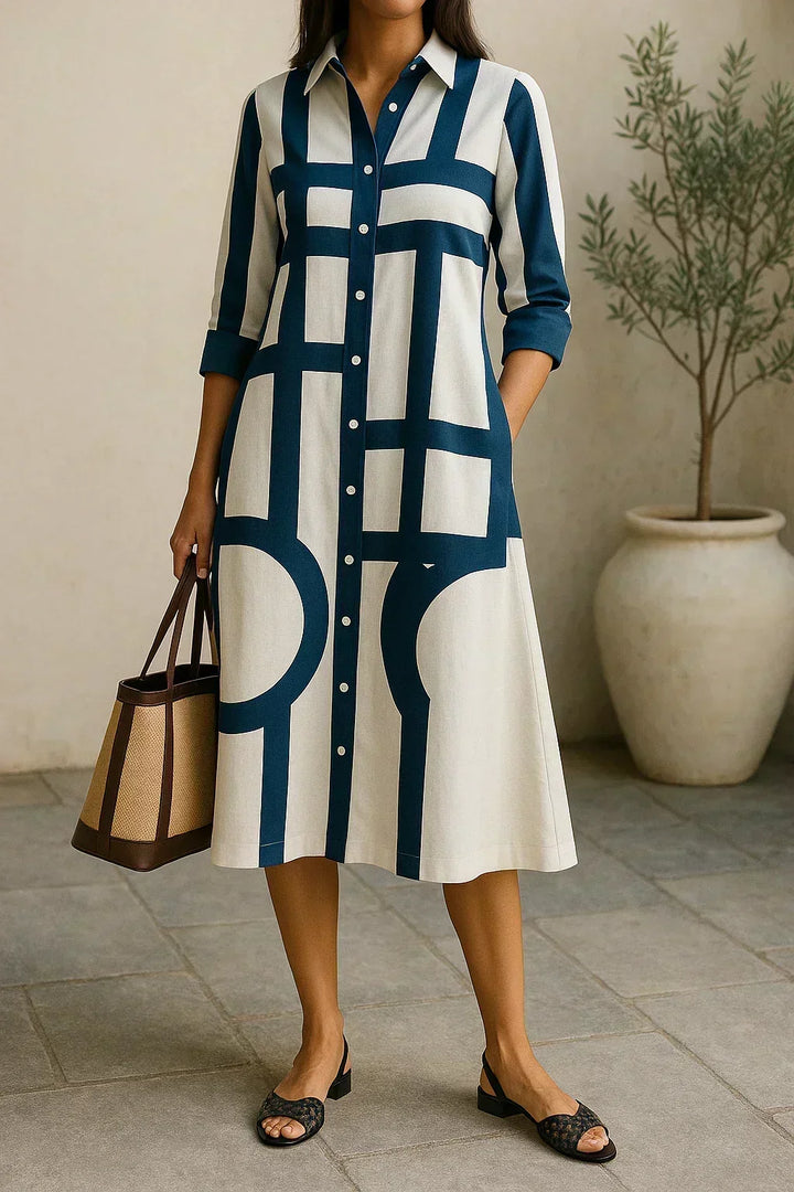 Audrey - Shirt Dress with Geometric Print