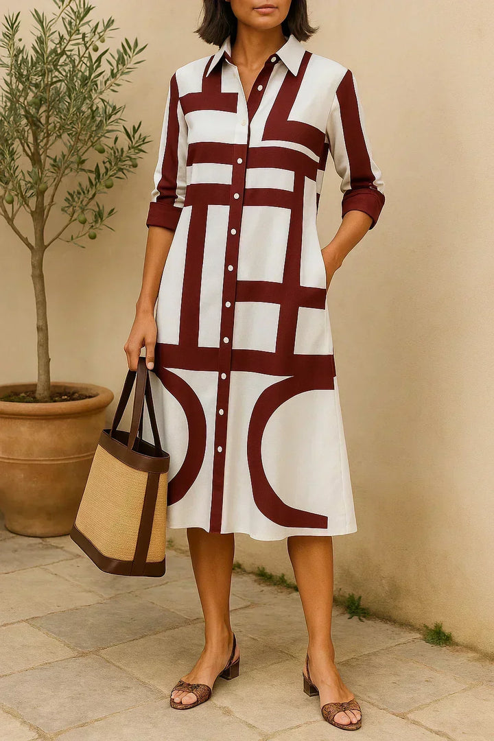 Audrey - Shirt Dress with Geometric Print