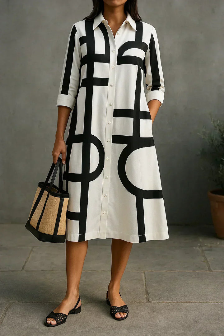 Audrey - Shirt Dress with Geometric Print
