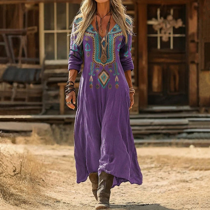 Layla - Casual Long Sleeve Dress Inspired by Vintage