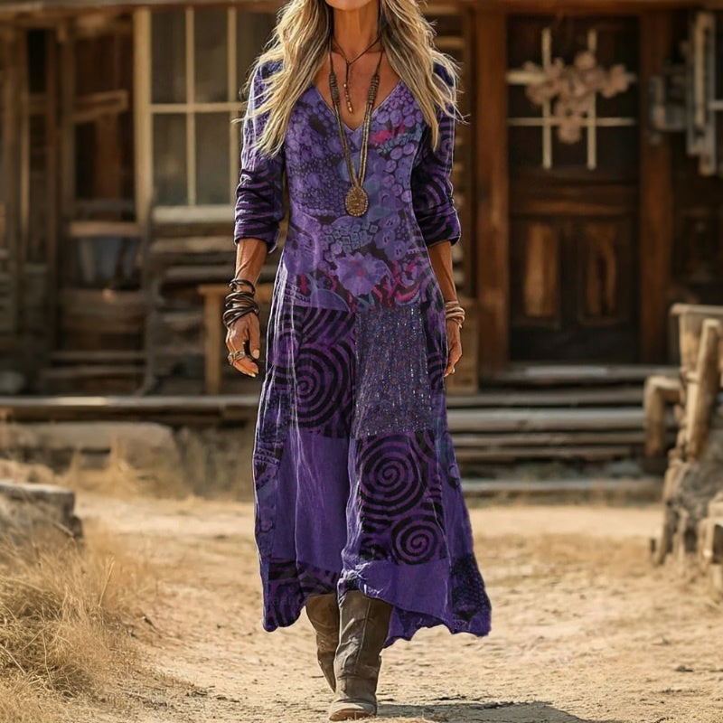 Chloe - Casual Long Sleeve Dress with Vintage Inspiration