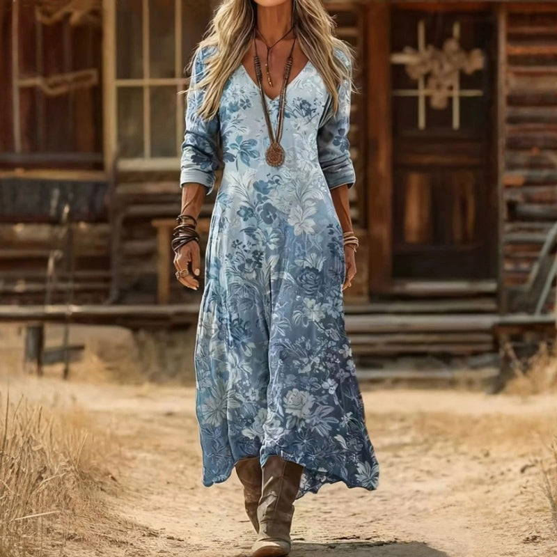 Oakley - Casual Long Sleeve Dress Inspired by Vintage