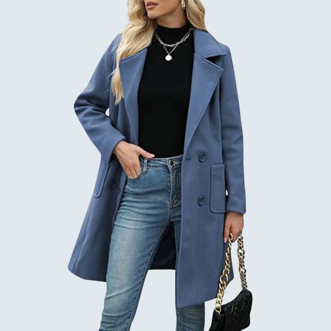 JULIA - Casual Mid Length Button Open Front Coat