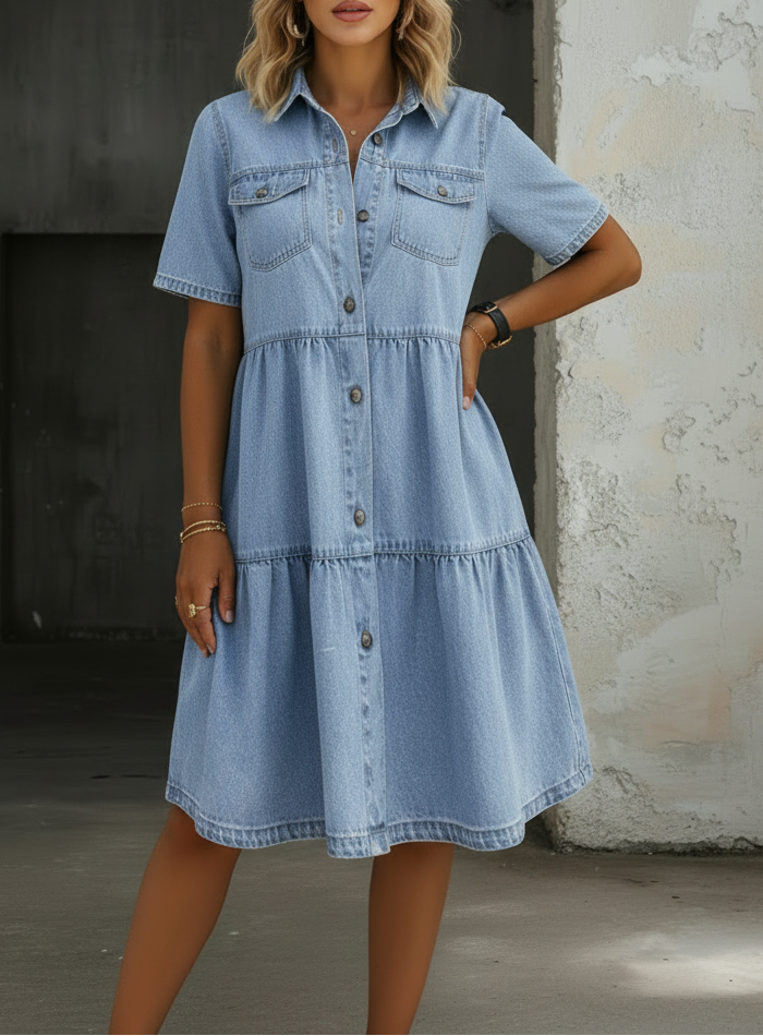 Jillian - Casual Elegant Denim Dress