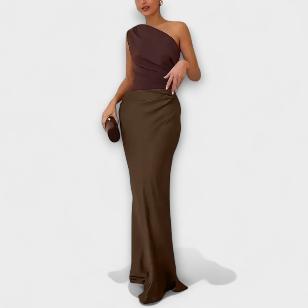 Natalie - Asymmetrical Satin Dress