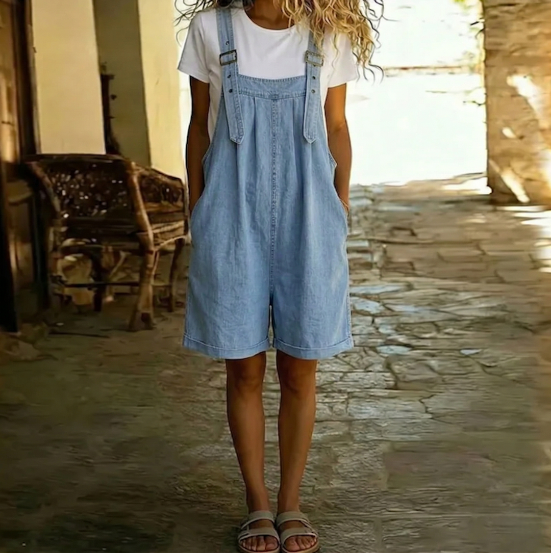 Rachel - Short Denim Jumpsuit with Soft Cotton Touch