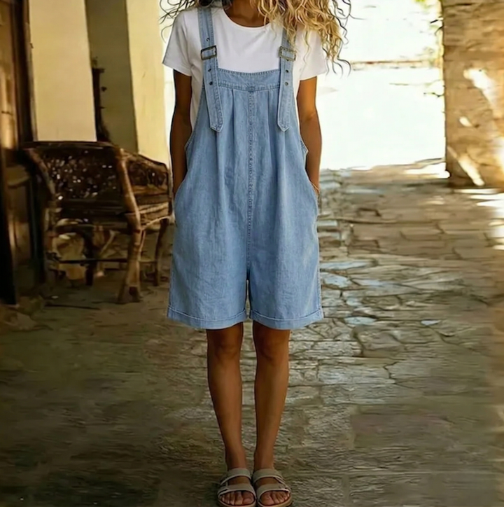 Rachel - Short Denim Jumpsuit with Soft Cotton Touch