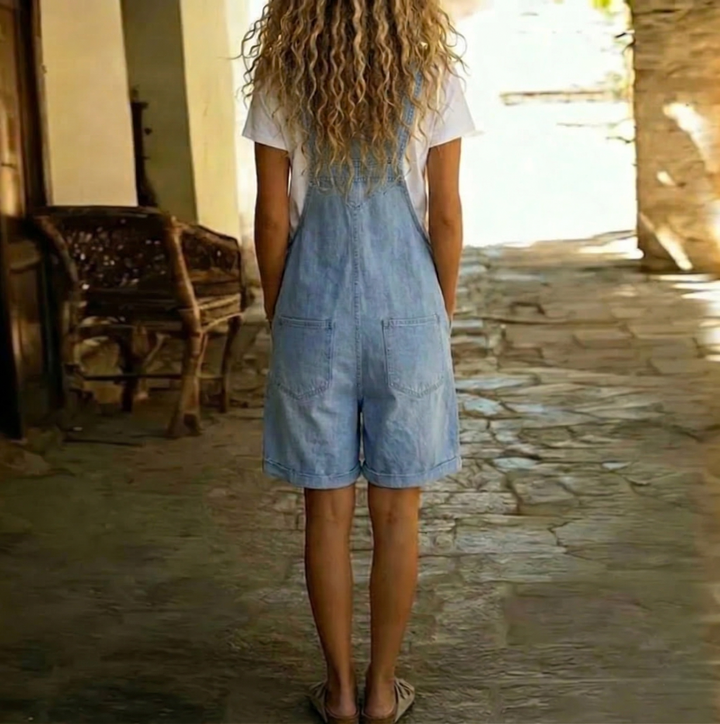 Rachel - Short Denim Jumpsuit with Soft Cotton Touch