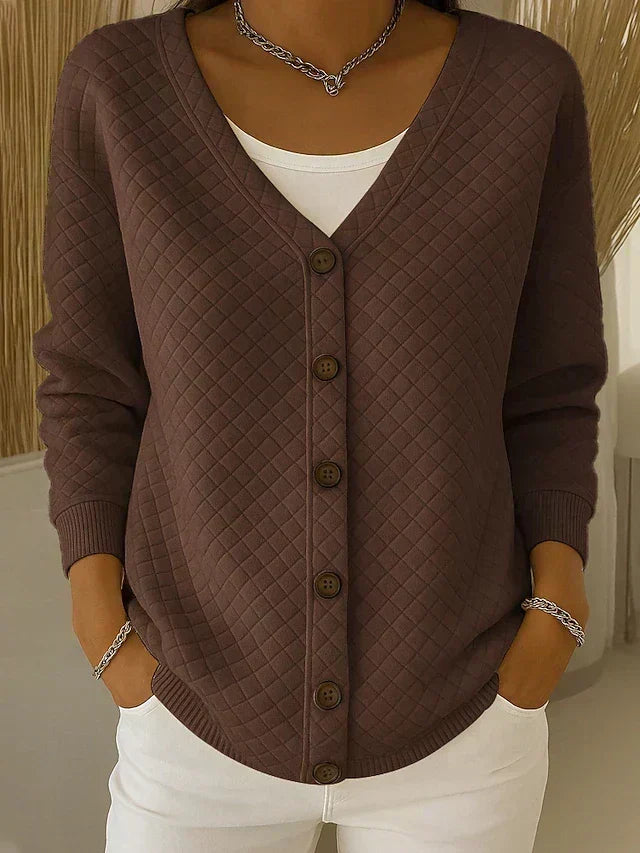 Rosemary | Diamond Quilted Button Cardigan