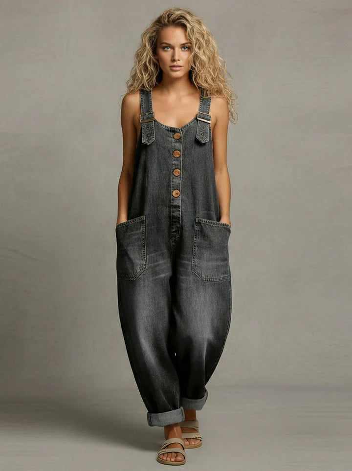 Ashley - Stylish Denim Jumpsuit With Pockets