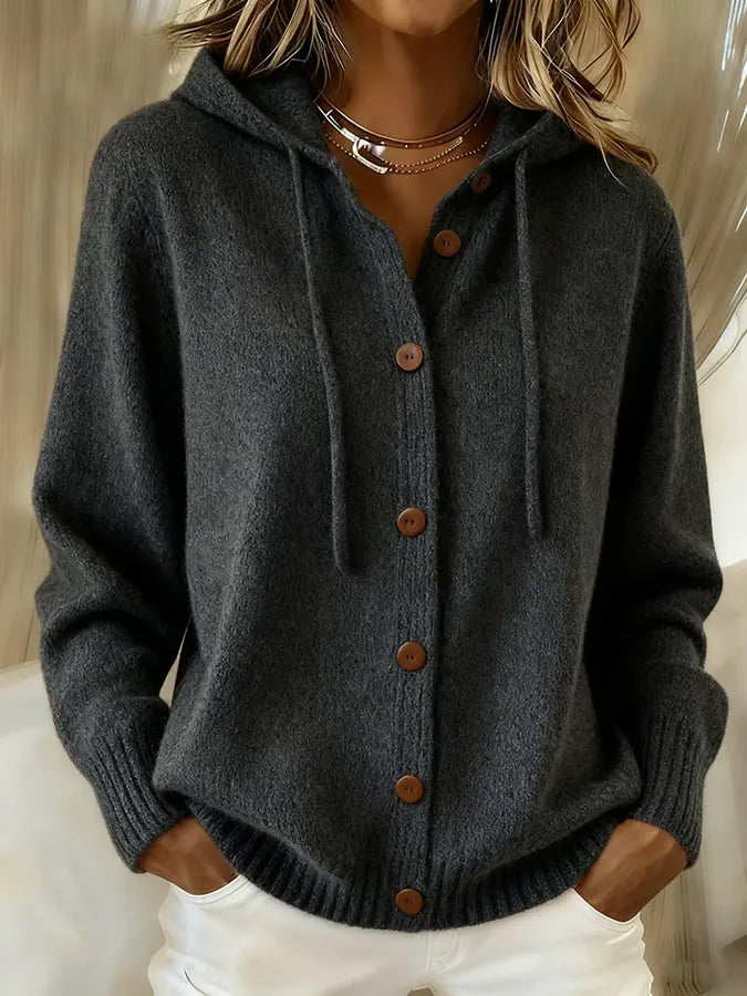 Judith | Hooded Button-Front Cardigan
