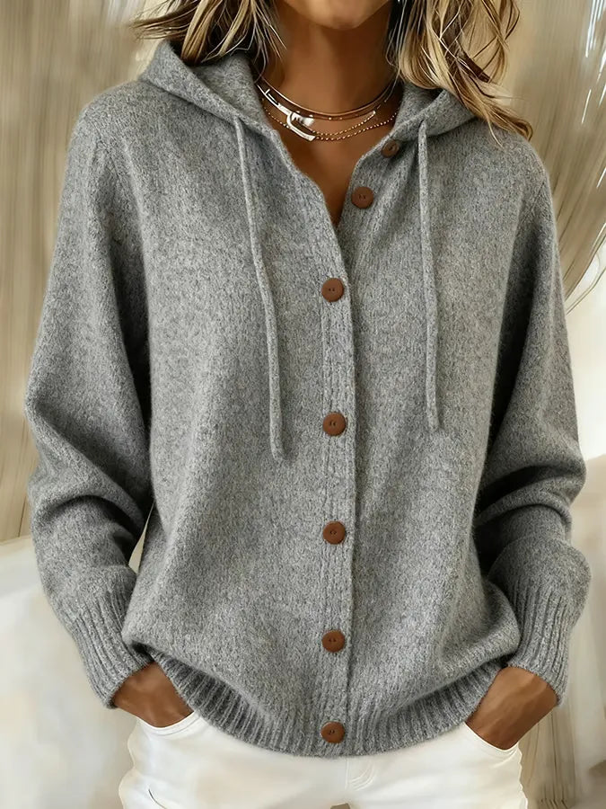 Judith | Hooded Button-Front Cardigan