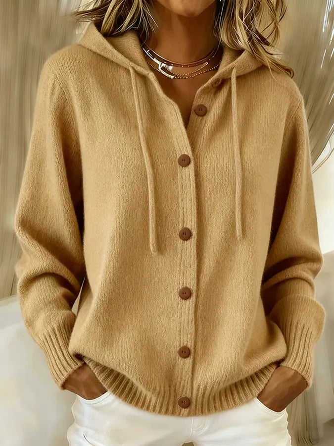 Judith | Hooded Button-Front Cardigan