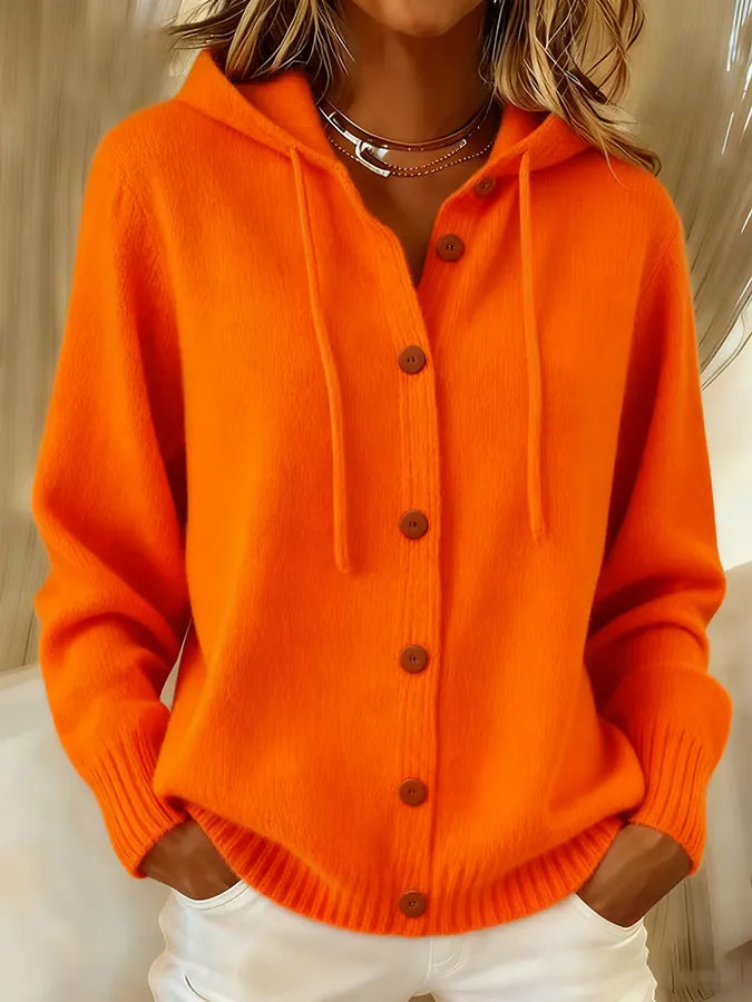 Judith | Hooded Button-Front Cardigan