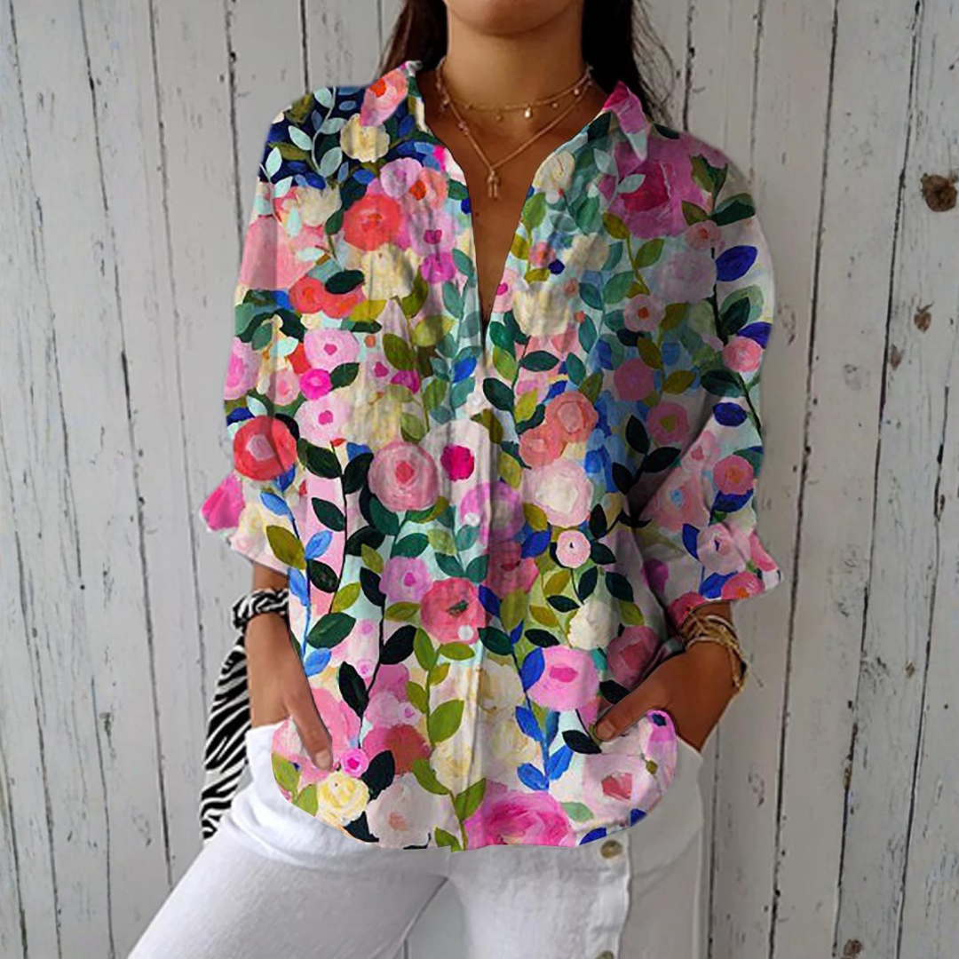 Alexis - Hand-Painted Floral Shirt