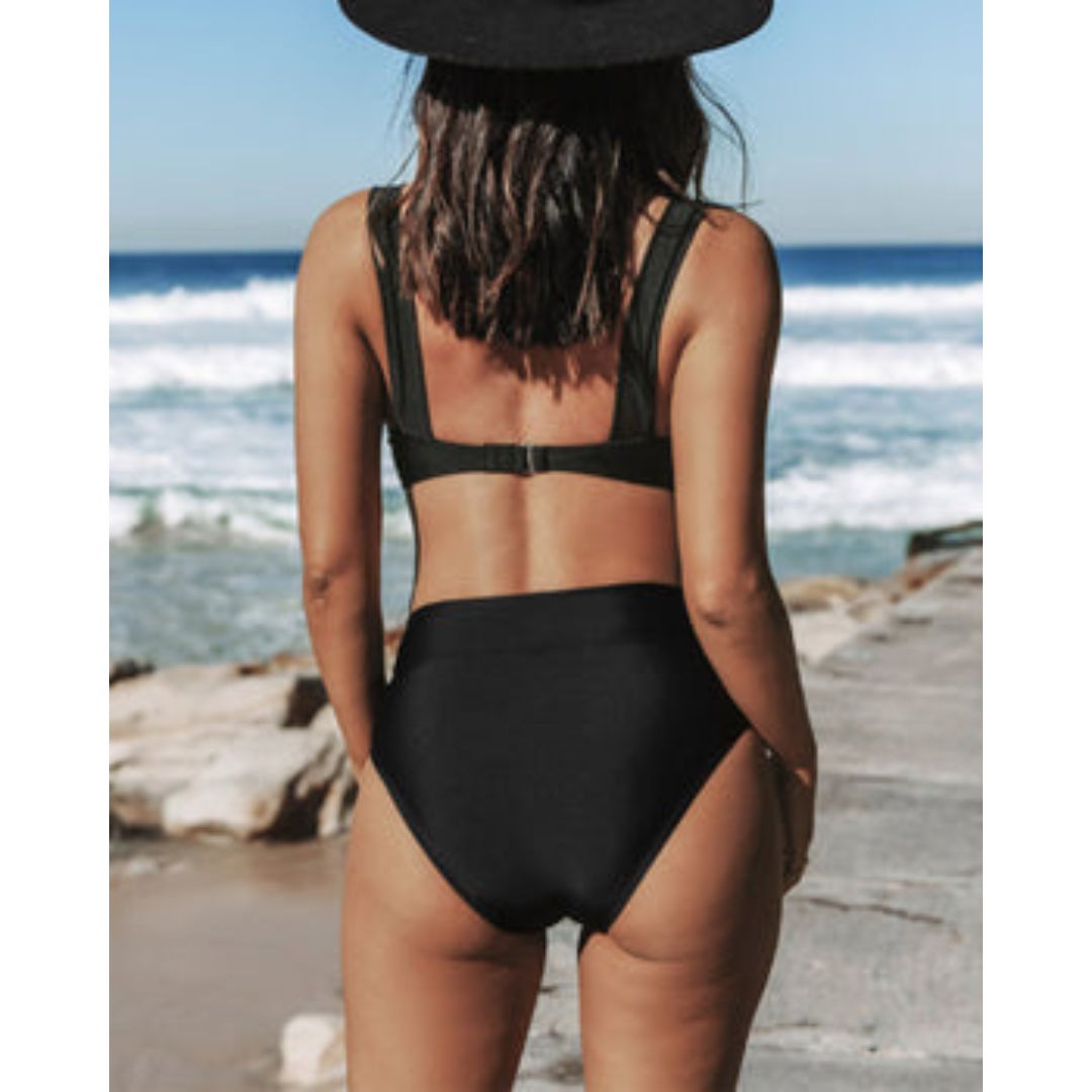 Veronica - High-Waisted Solid Swimsuit