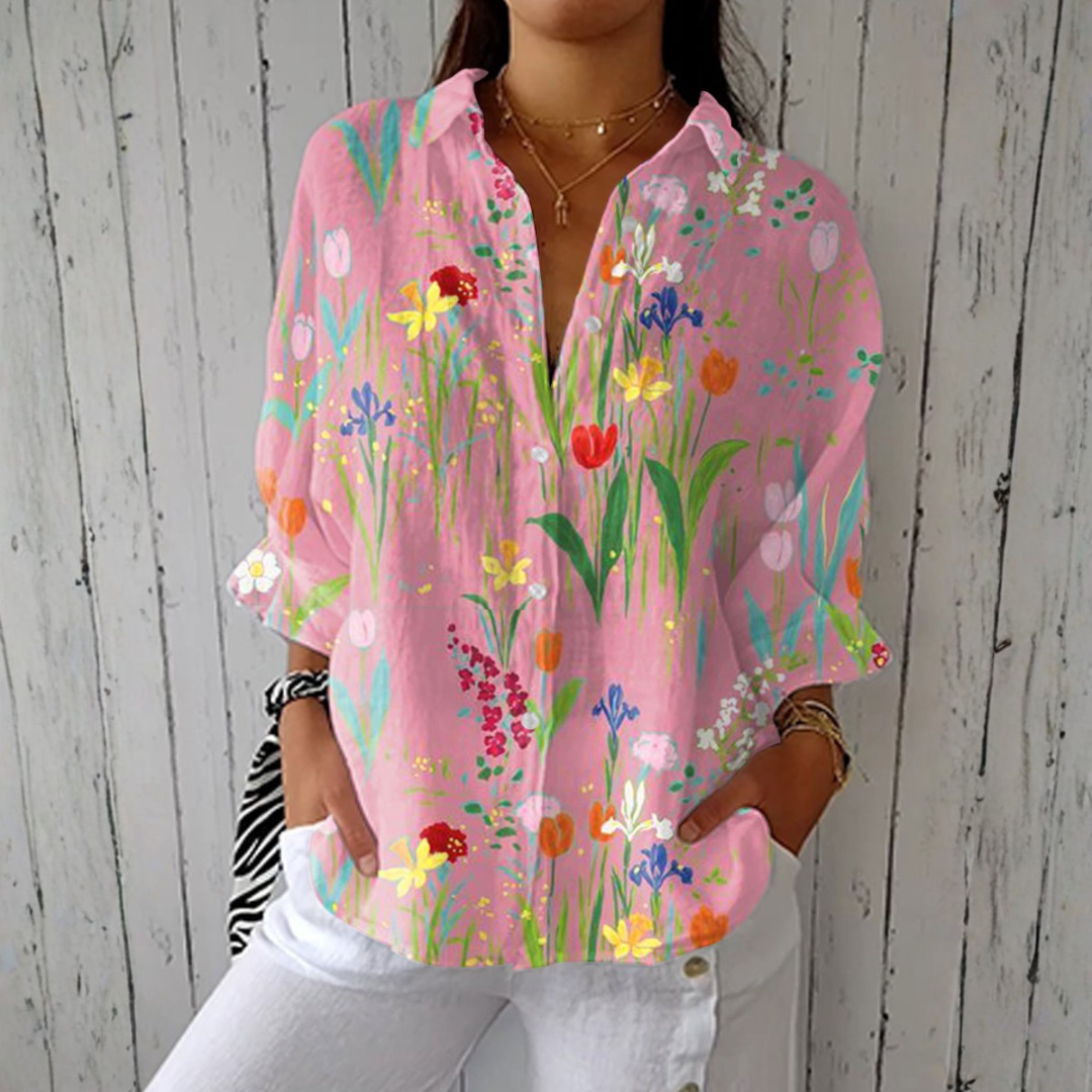 Andrea - Floral Shirt Tulip Garden