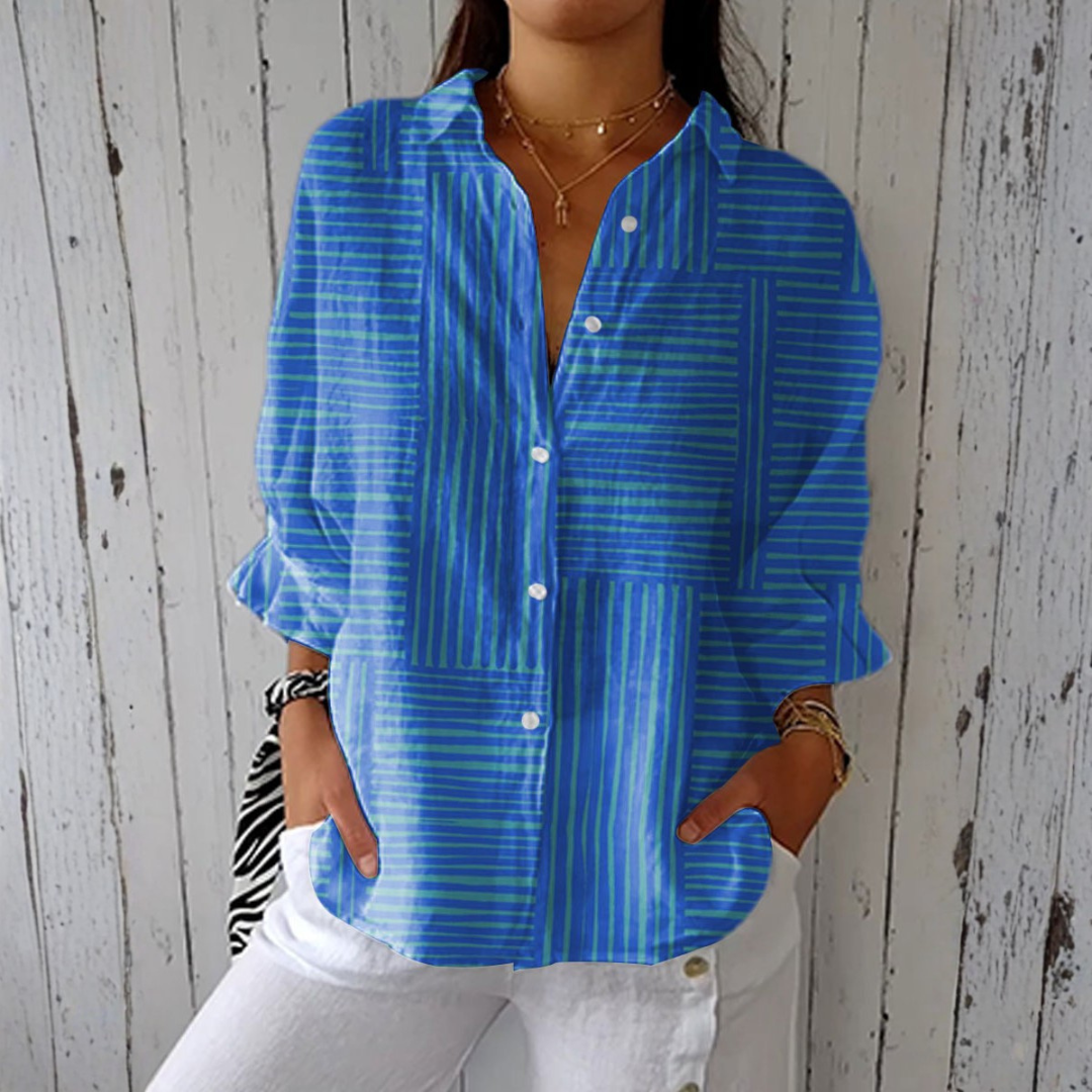 Bethany - Modern Blue Striped Shirt