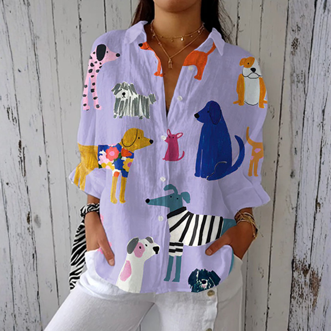Juniper - Light Shirt with Dog Print