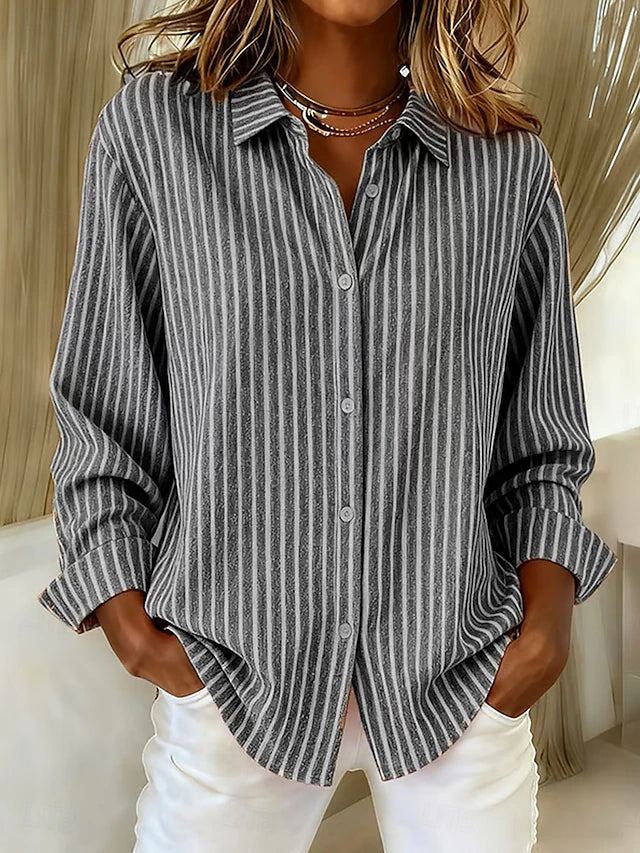 Deborah | Striped Button-Front Shirt