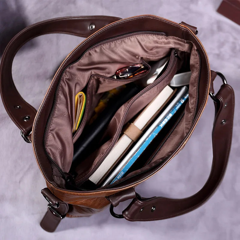 Leah - Women Refined Soft Leather Tote Bag