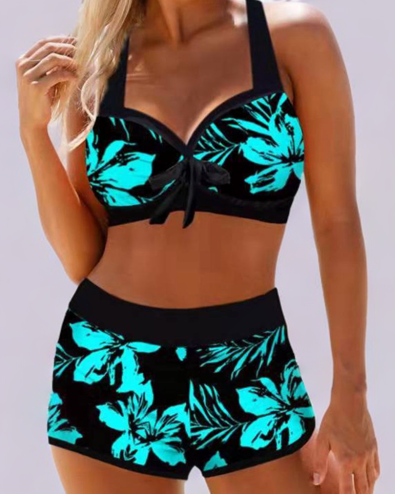 Erica - High-Waisted Swimsuit with Floral Print